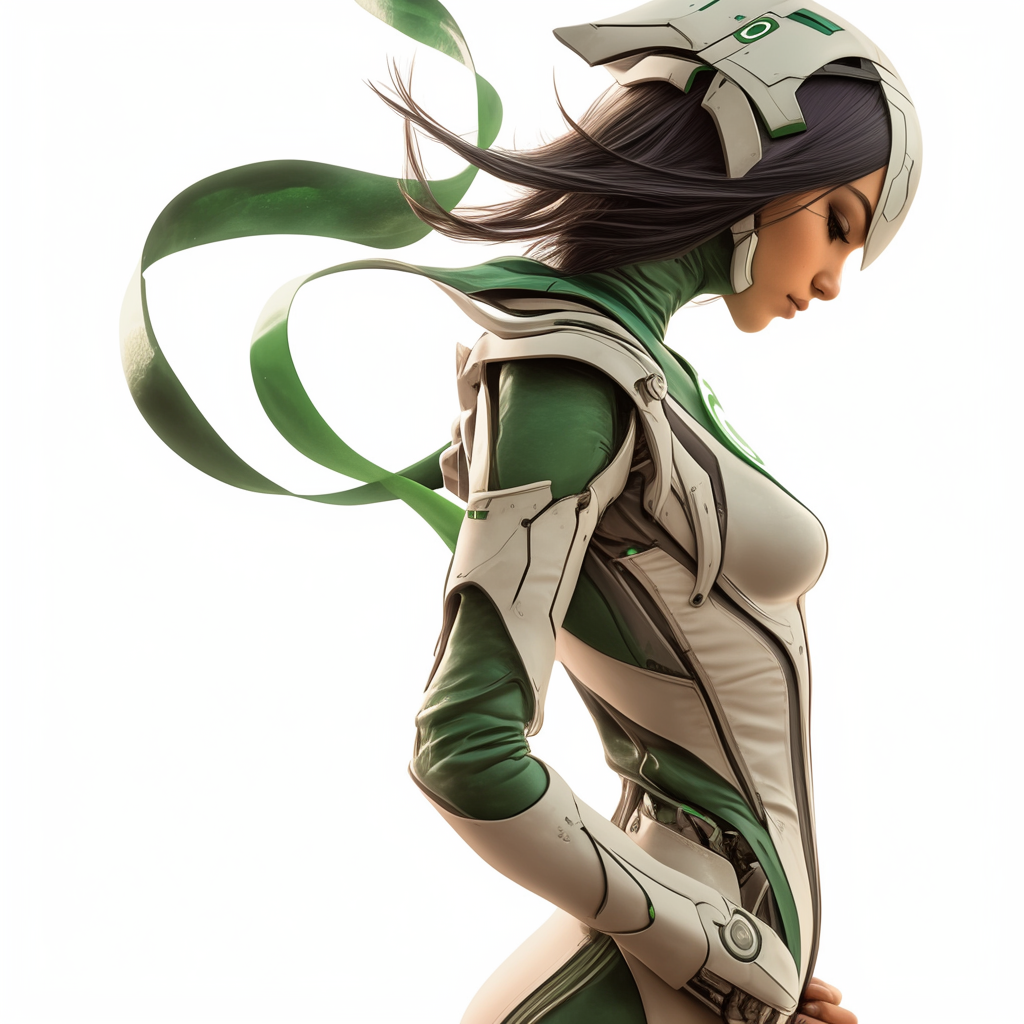 Robot girl green lantern in white suit.