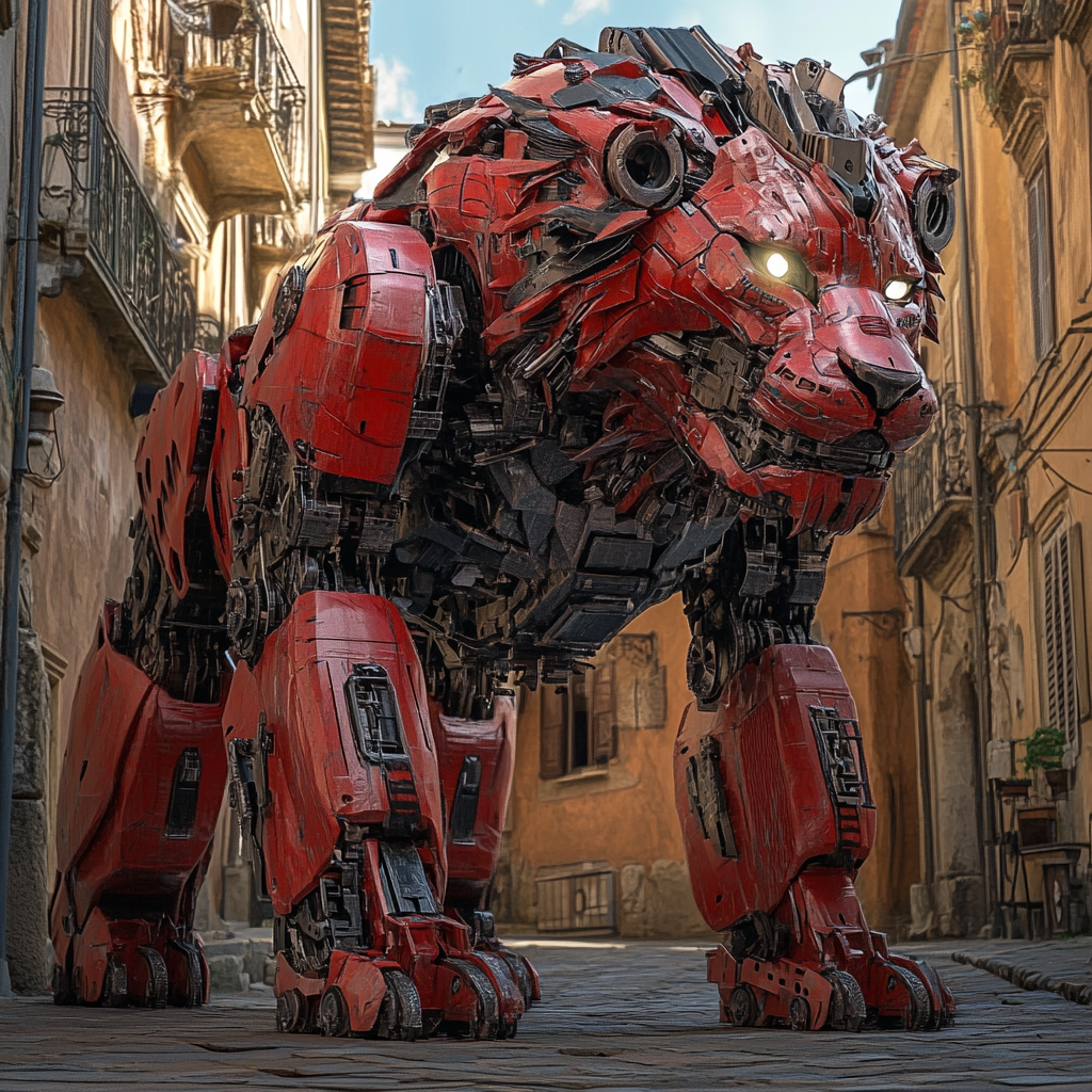 Robotic Lamborghini Lion in Italian Village