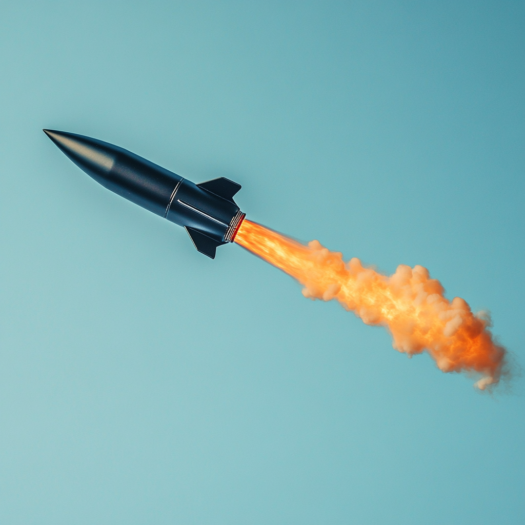 Rocket Breaking Sound Barrier with Orange Fire