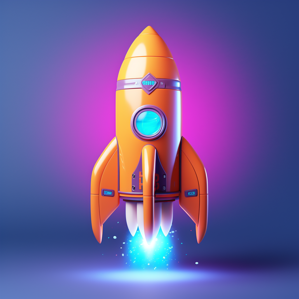 Rocket icon on colorful background