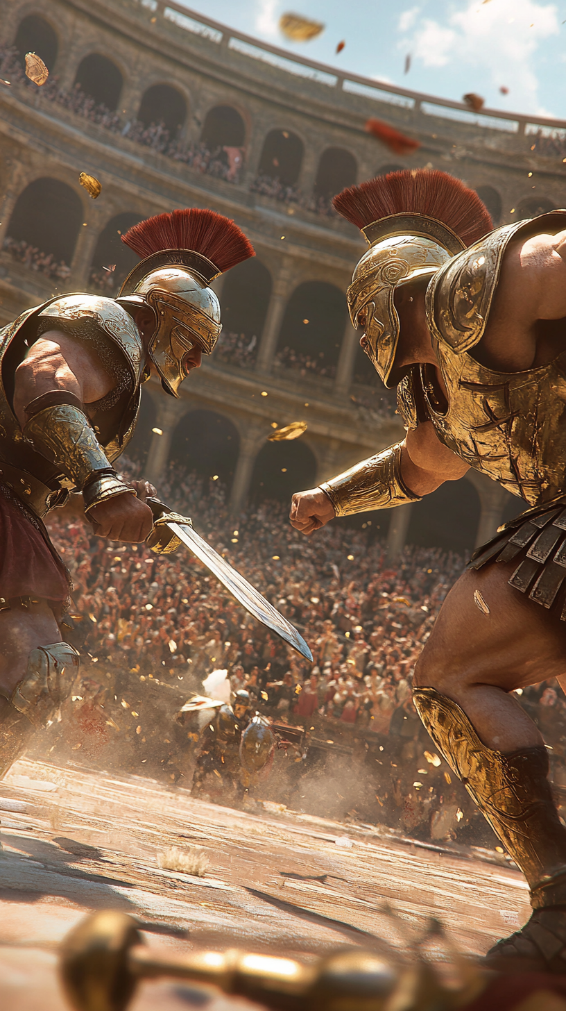 Roman Colosseum Gladiatorial Combat Hyper-Realistic Image