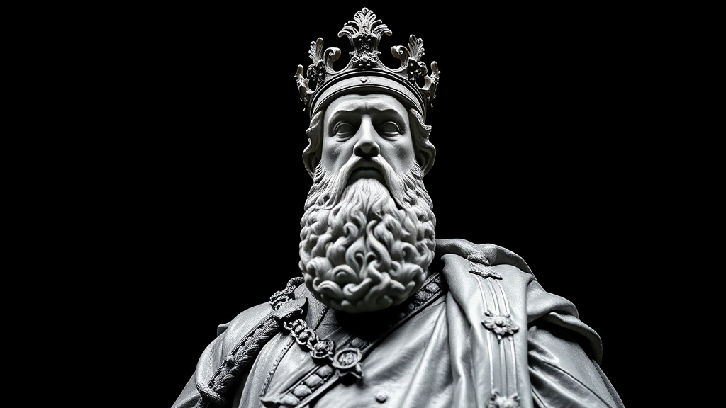 Romanian Emperor Statue in Classical Style, Black & White.