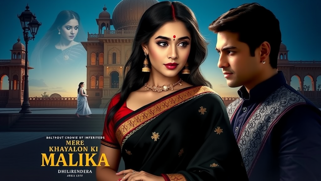 Romantic Bollywood movie poster: Mere Khayalon Ki Malika