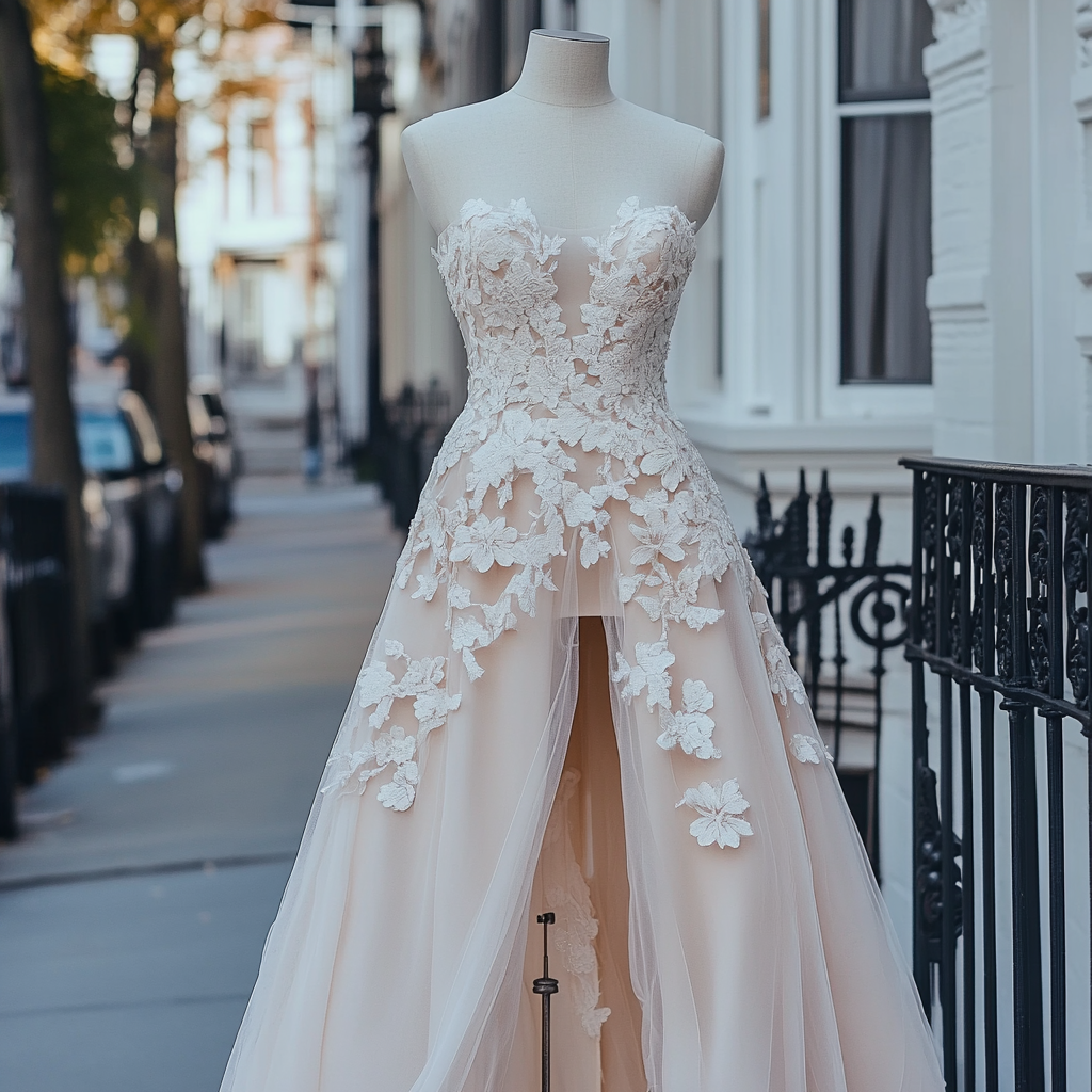 Romantic Bridal Gown in Blush Ivory: Elegant, Delicate Style