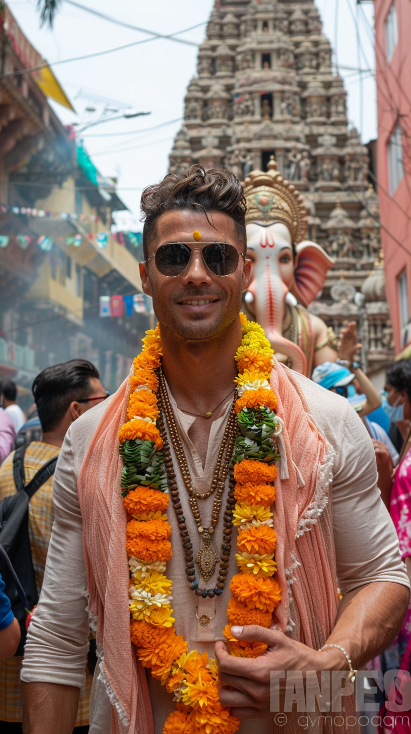 Ronaldo at Ganesh Chaturthi Festival with Idol Statue