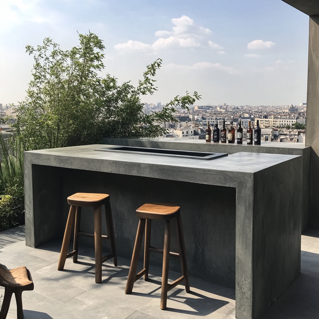 Roof Garden Table Bar with Sink and Marmol