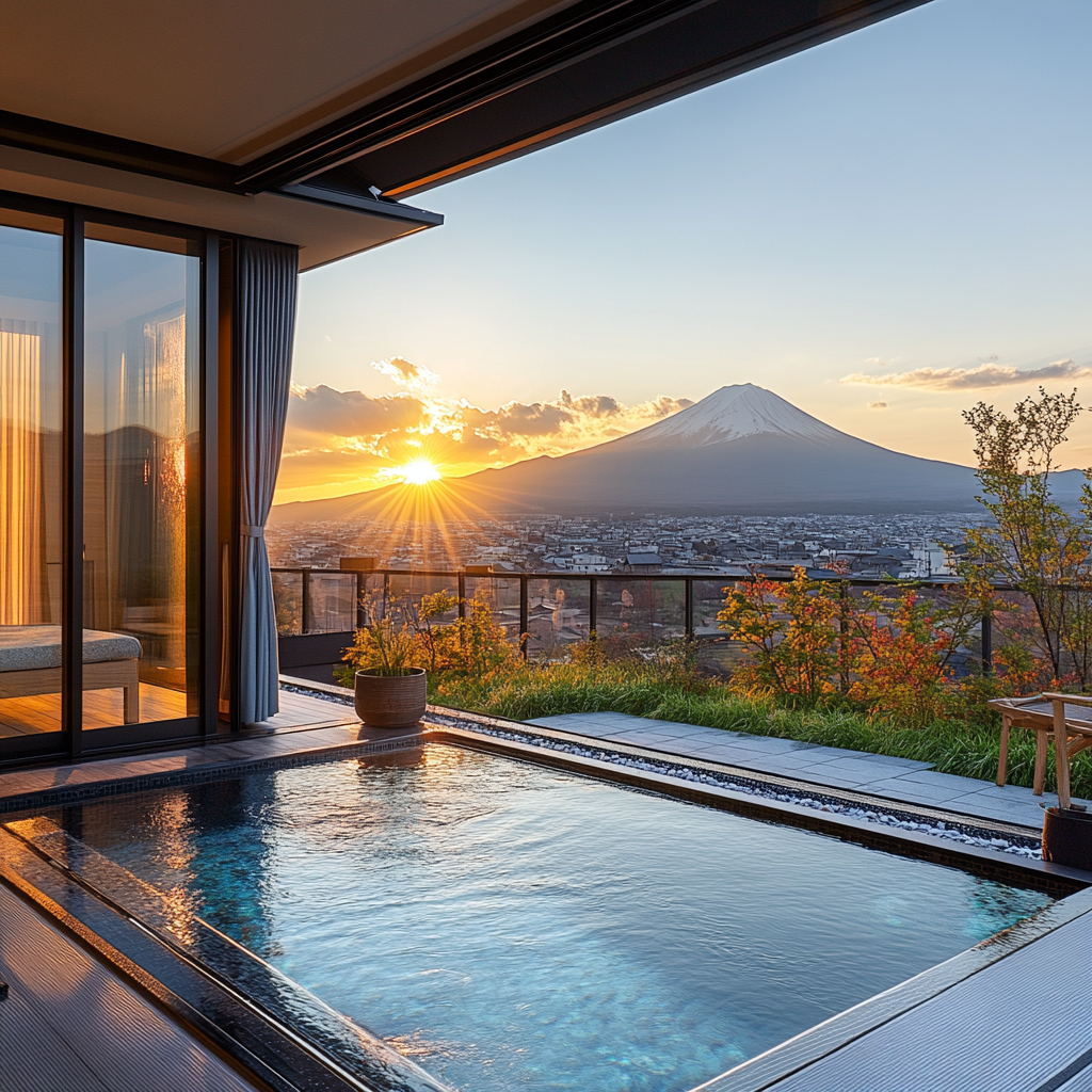 Rooftop view at evening time with sun light.