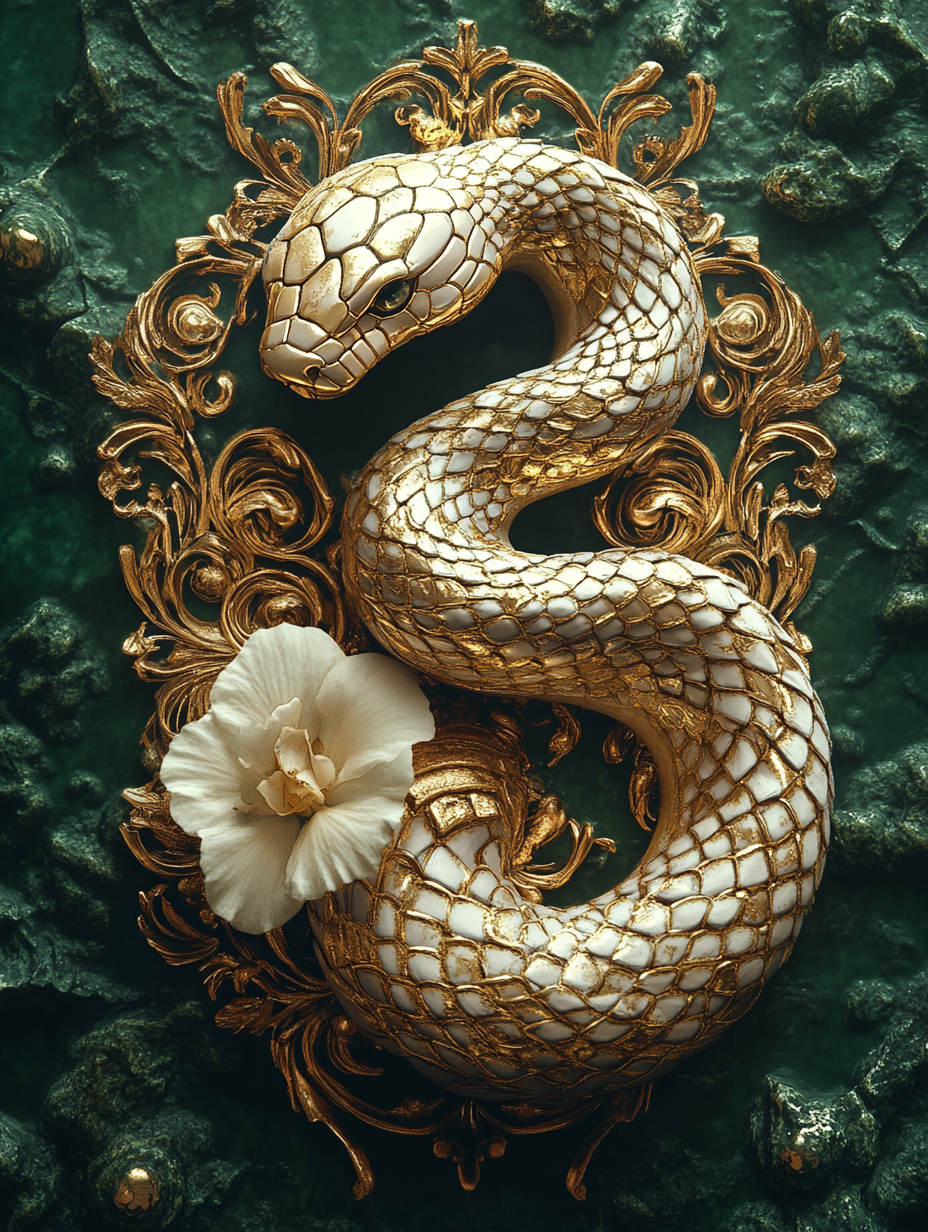 Royal Gold Snake Emblem on Ornate Postcard