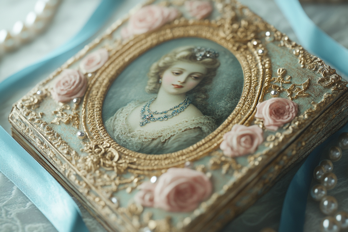 Royal Picture Frame with Pearls and Diamonds