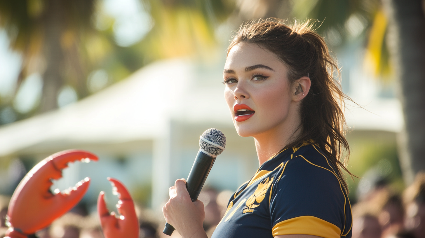 Rugby Player's Sunny Outdoor Performance with Crabs