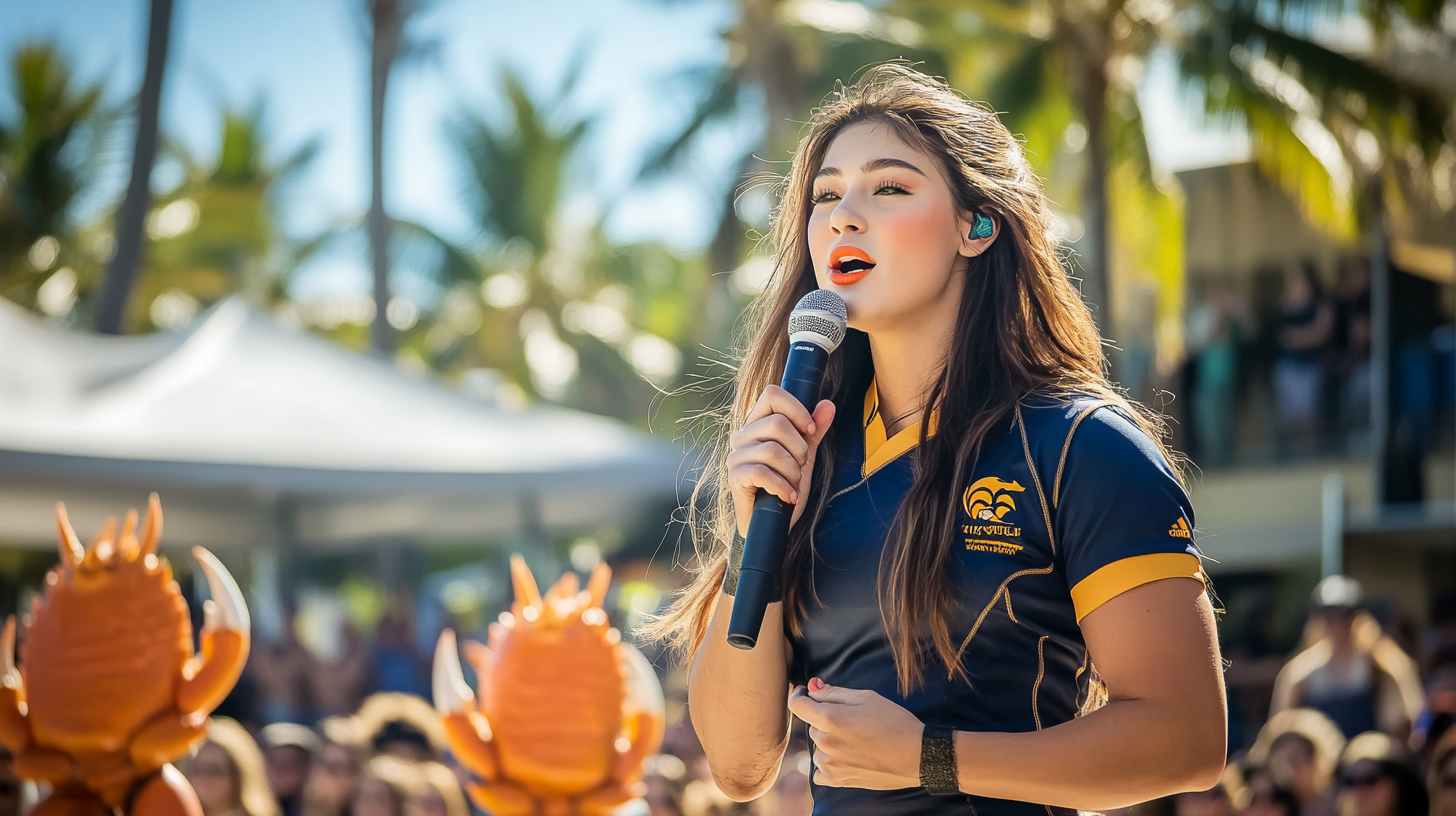 Rugby Player's Vibrant K-Pop Performance in Ampitheatre