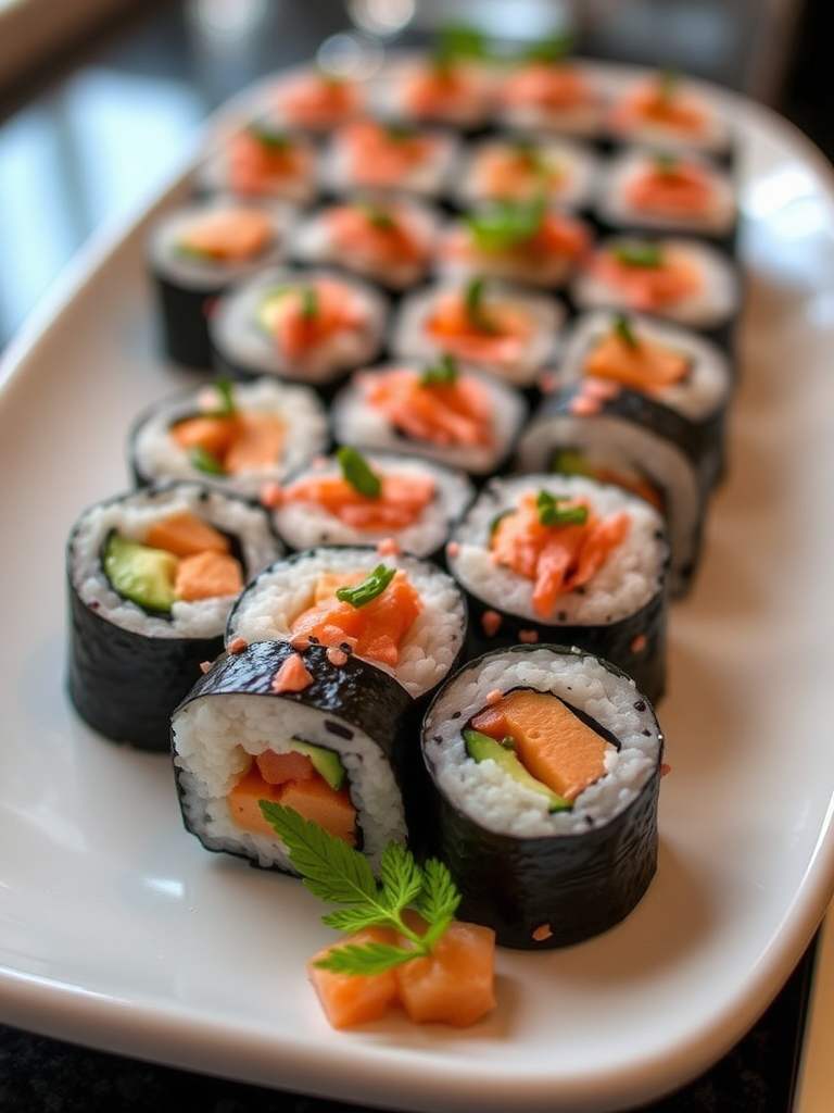 Sabi Sushi makes fresh maki rolls for party.