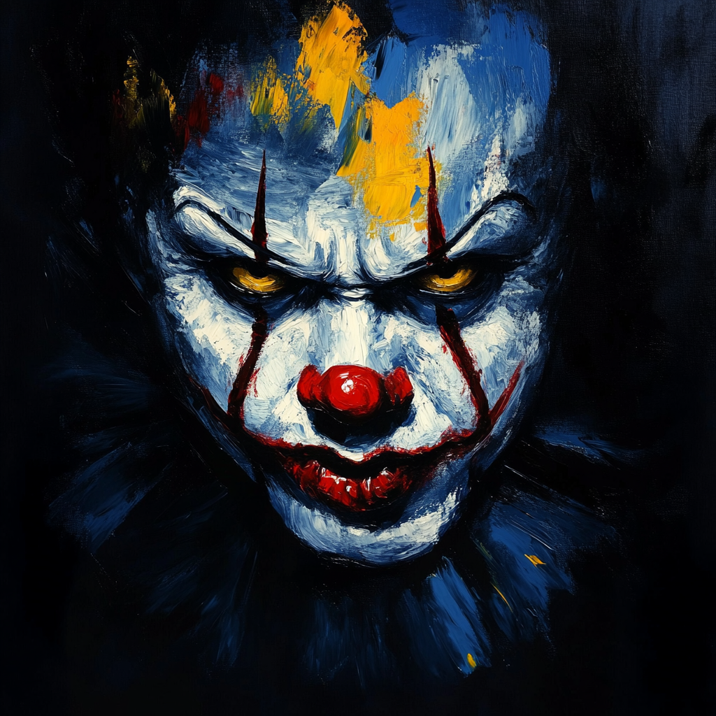 Sad and Angry Clown in Oil Painting Style