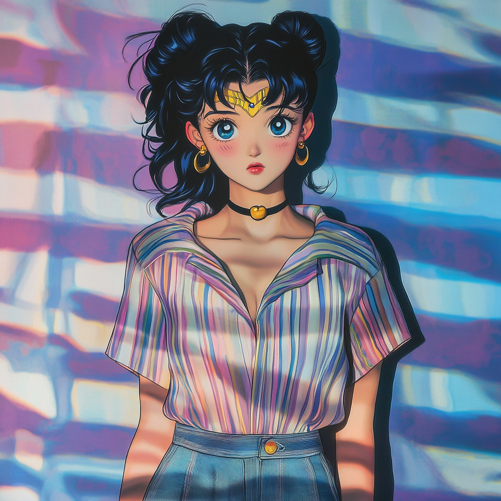 Sailor Moon Mercury Vintage Pose 90s Background HD