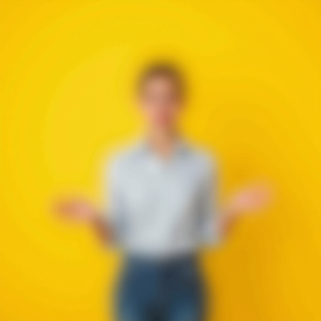 Sales Representative Showcasing Product on Yellow Background