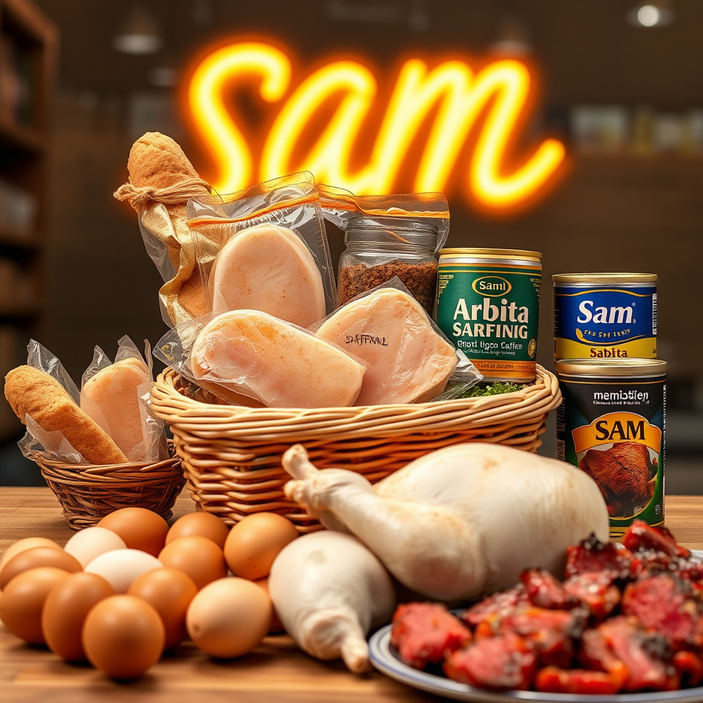 Sam's Food Basket with Chicken, Bread, and Mutton