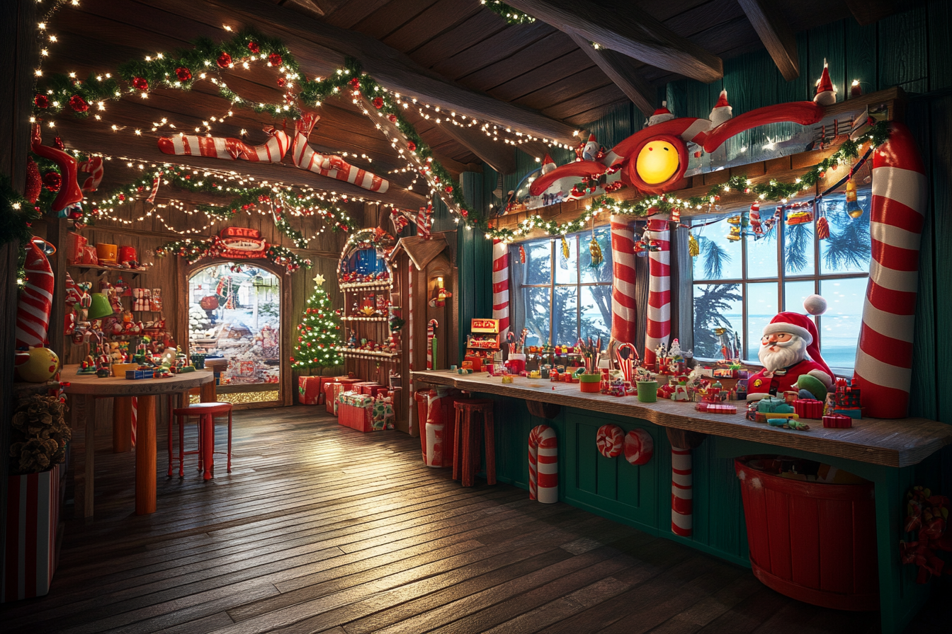 Santa's Beachside Workshop with Cheerful Elves