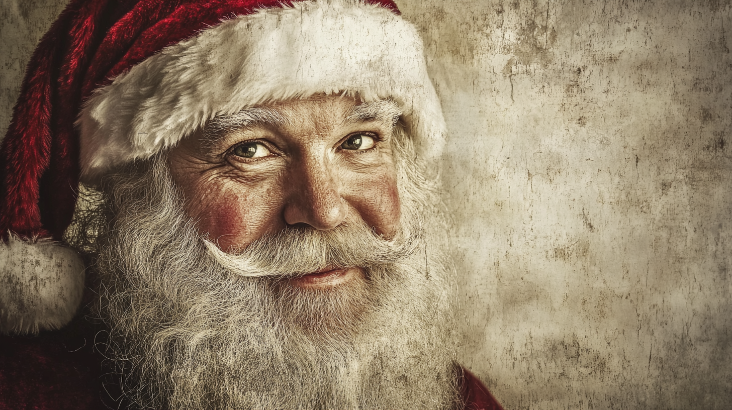 Santa's classic vintage oil painting in neutral tones