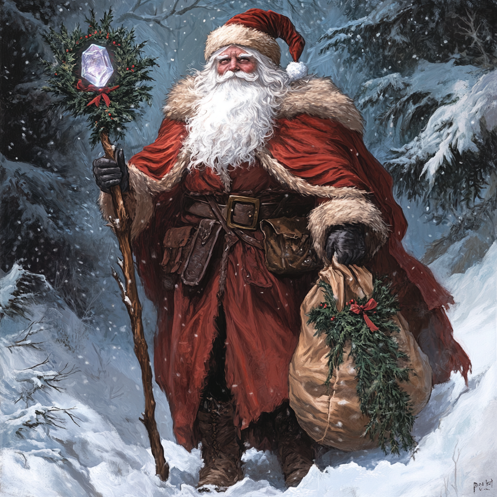 Santa, the Winter King, DnD warlock with gifts.