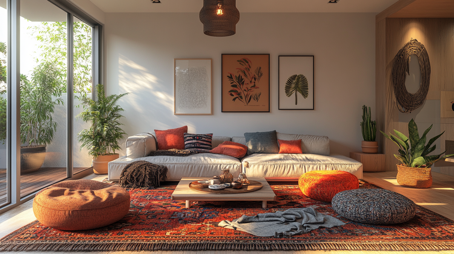 Scandi Boho Living Room Fusion Design Concept