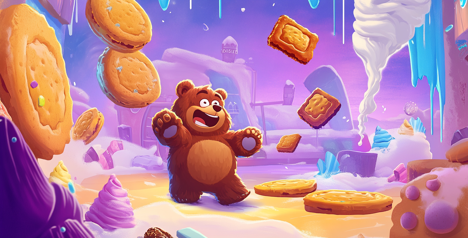 Scared Bear Amidst Cookie Jam Game Chaos