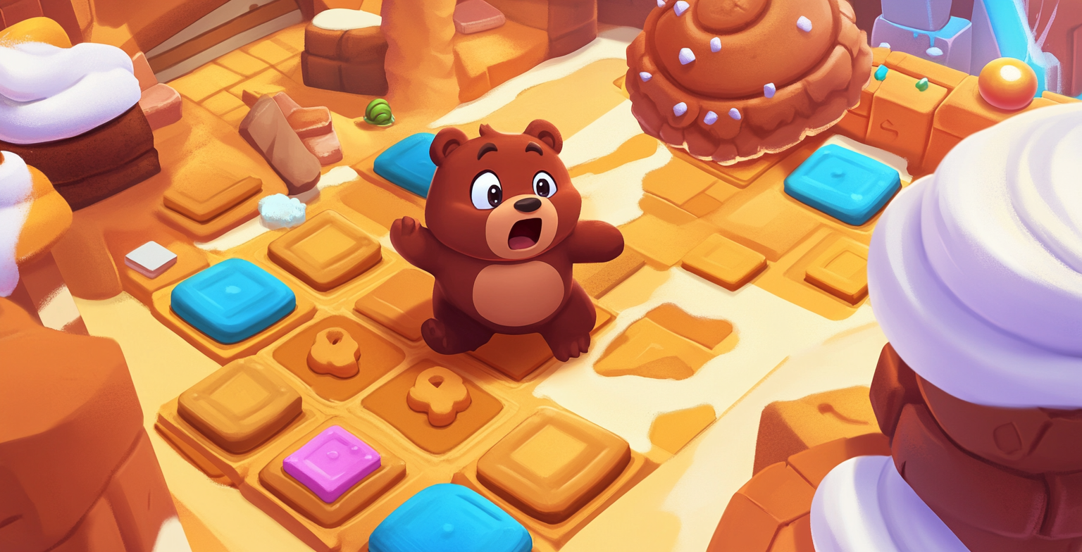 Scared Bear in Cookie Jam Game with Whipped Cream