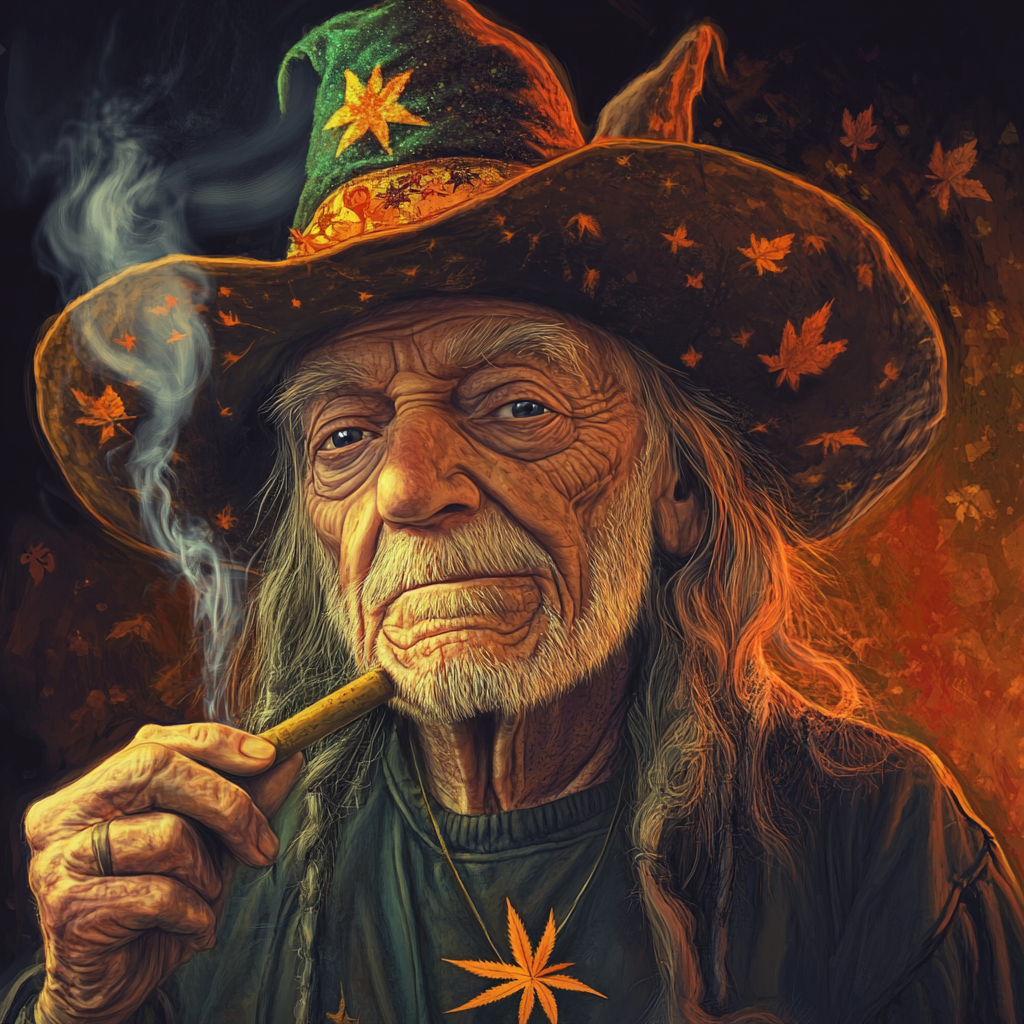 Scary Willie Nelson Halloween Character Smoking Joint