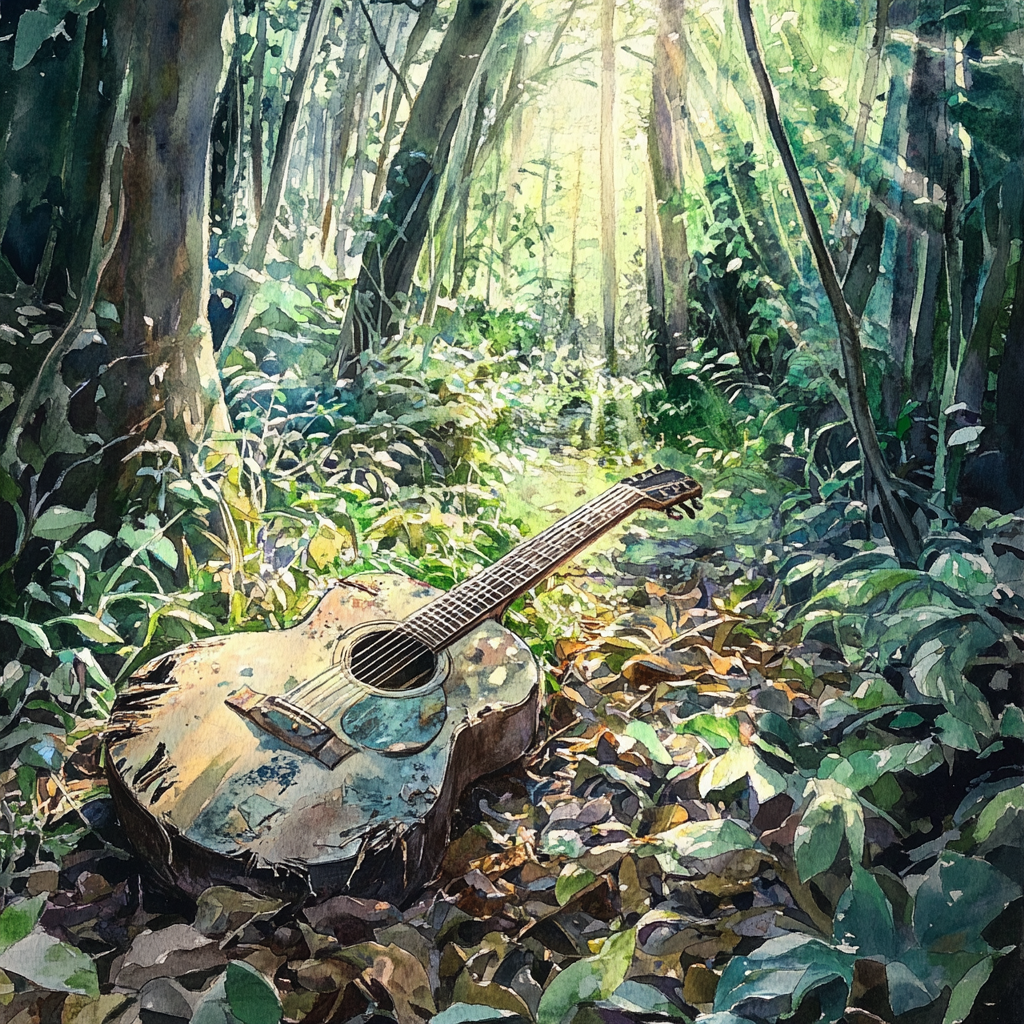 Scattered Glimmer: Magic Guitar in Enchanted Forest