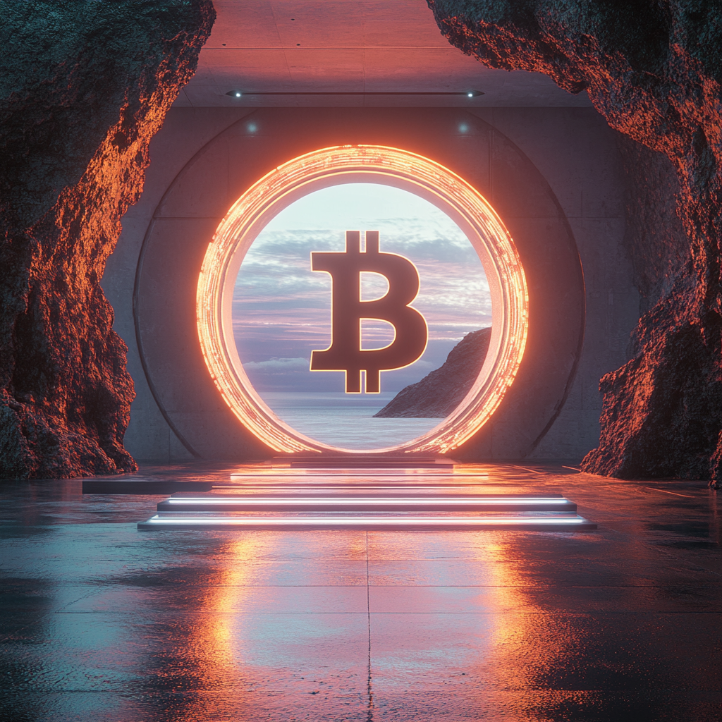 Sci-Fi Bitcoin Ecosystem with Glowing Circles