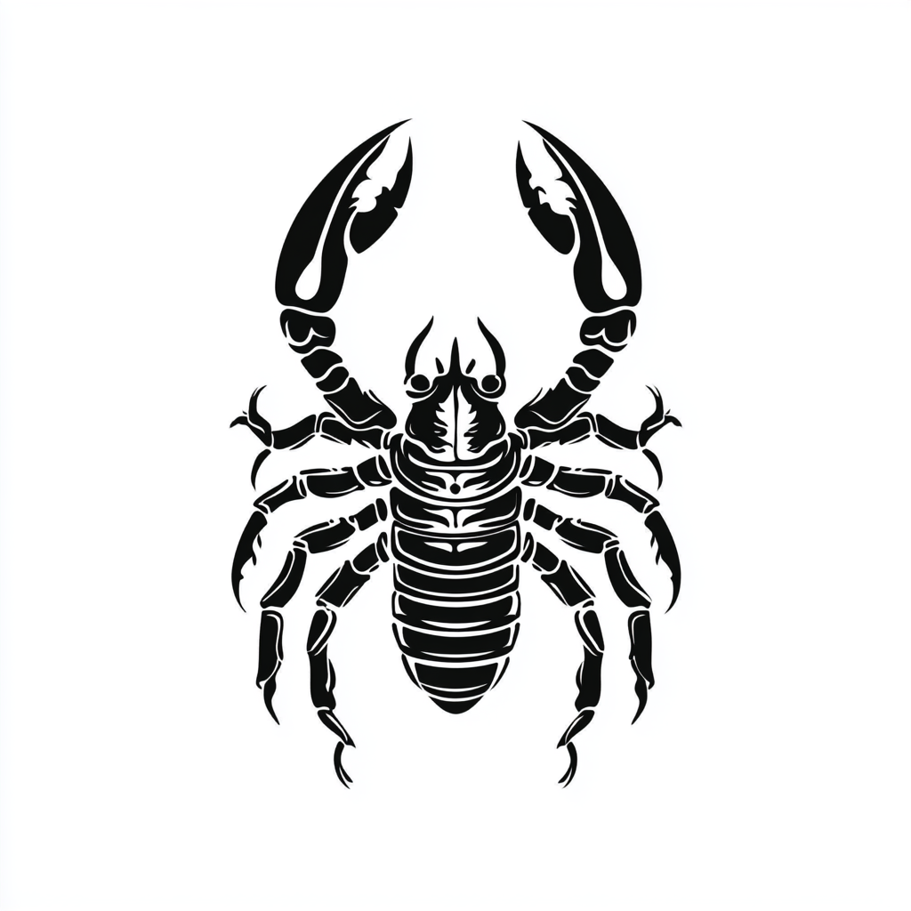 Scorpio Simple Line Art Tattoo Design Sticker Style