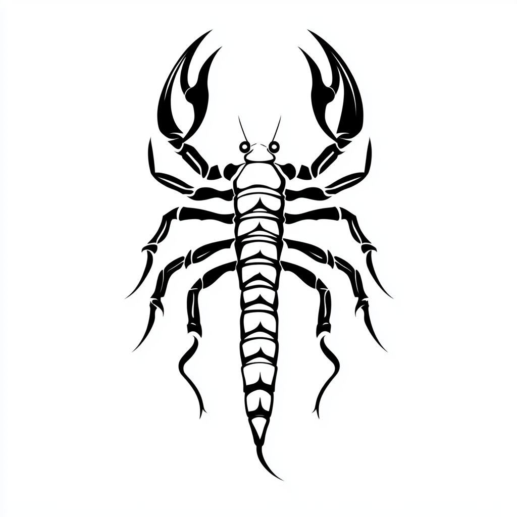 Scorpion Stencil Tattoo Design on White Background