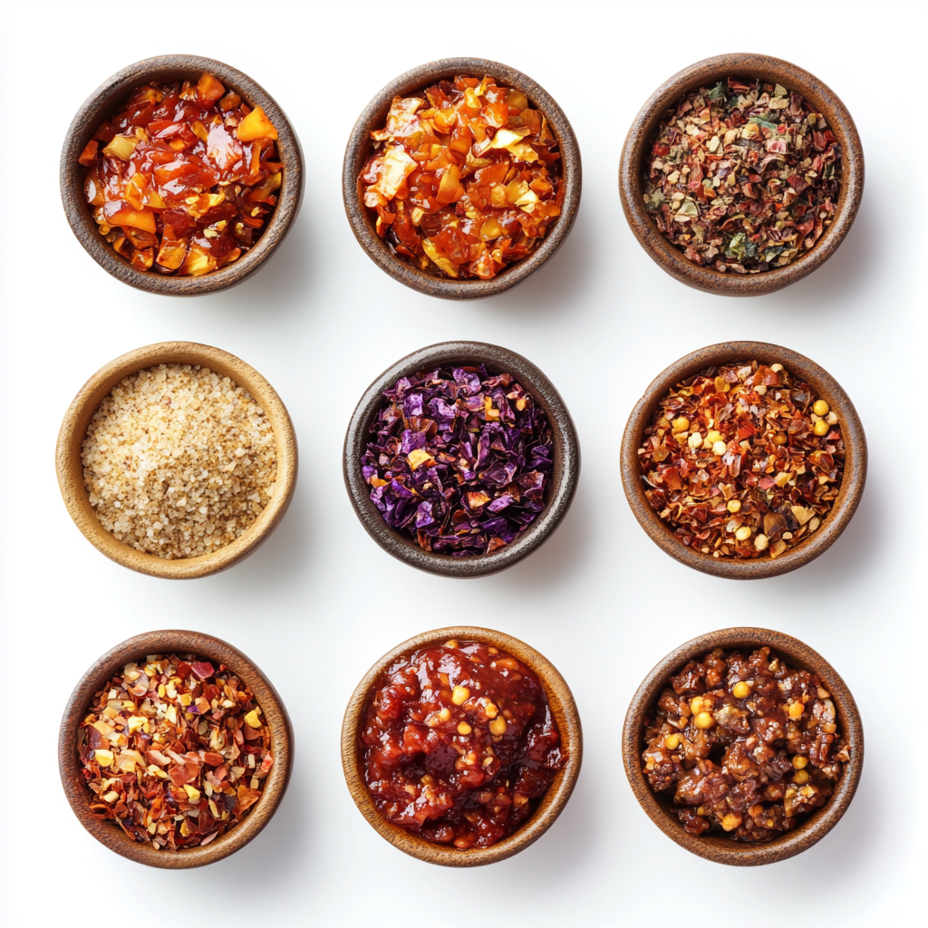 Seasonings for Tasty Flavors on White Background