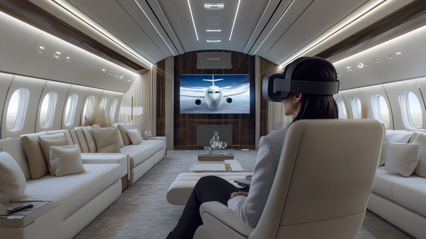 Seeing luxury aircraft interior in VR 8k resolution.