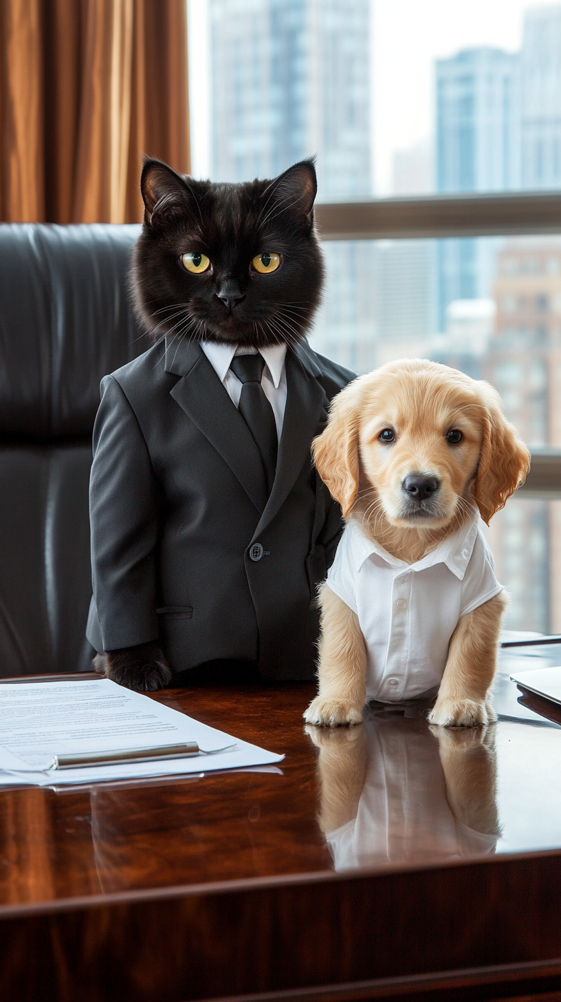 Serious Cat Fires Innocent Puppy From Office Job