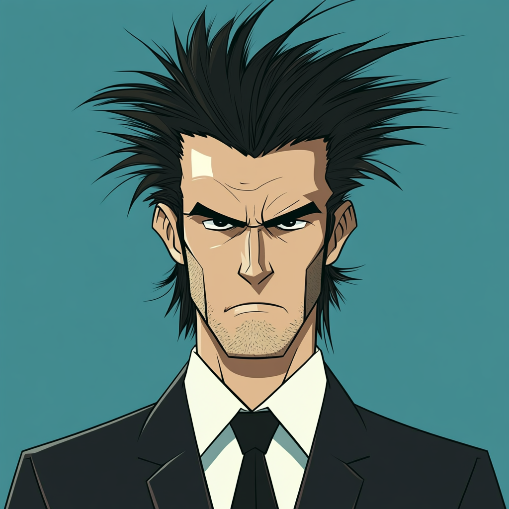 Serious man with spiky hair in suit