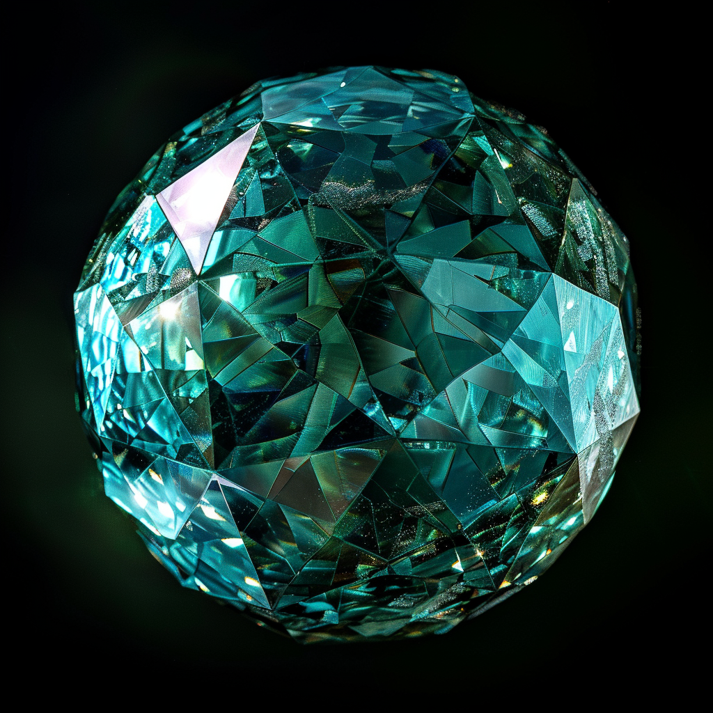 Shaded teal diamond sphere with light above/right. Canon.