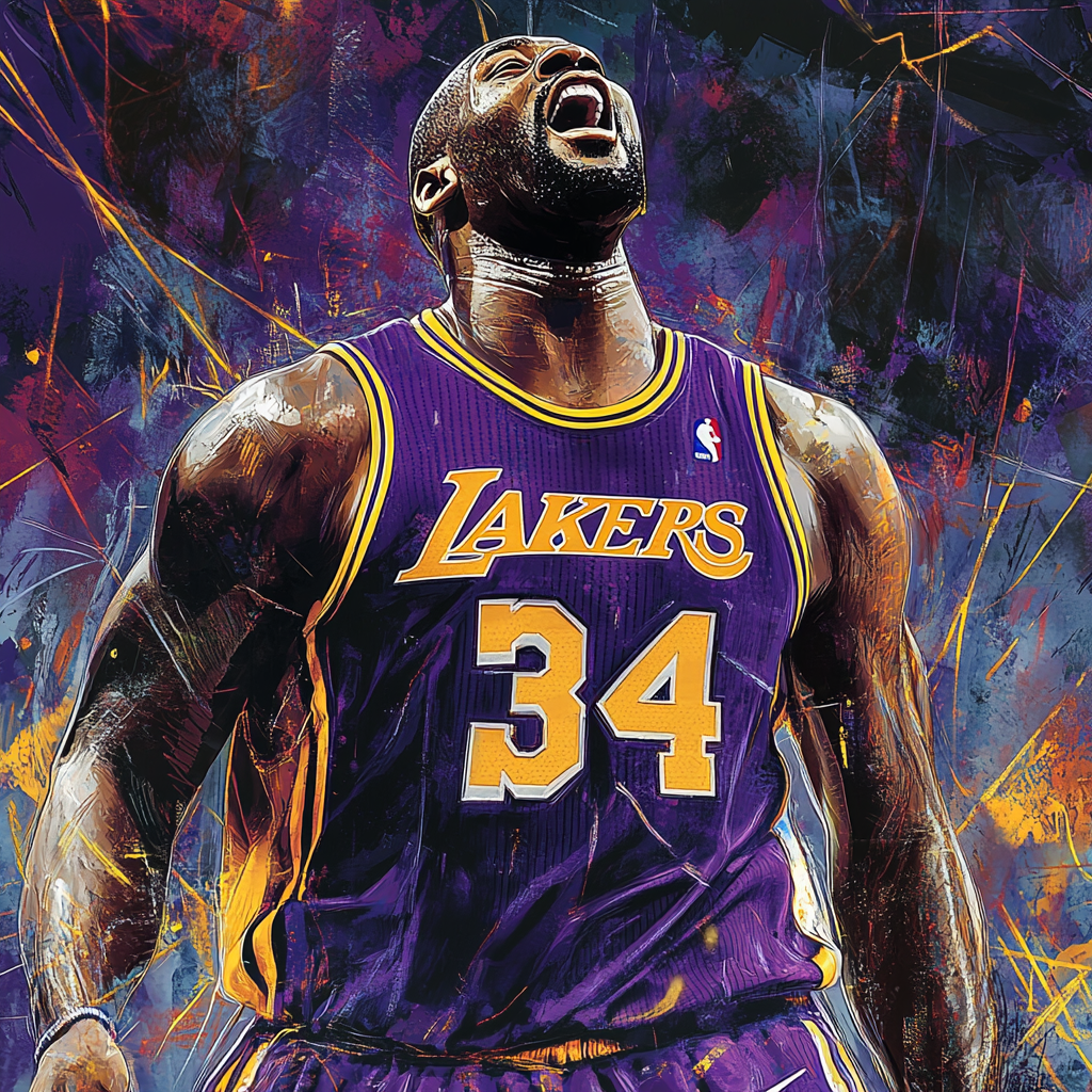 Shaquille O'Neal Basketball Poster Art with Urban Graffiti Style 