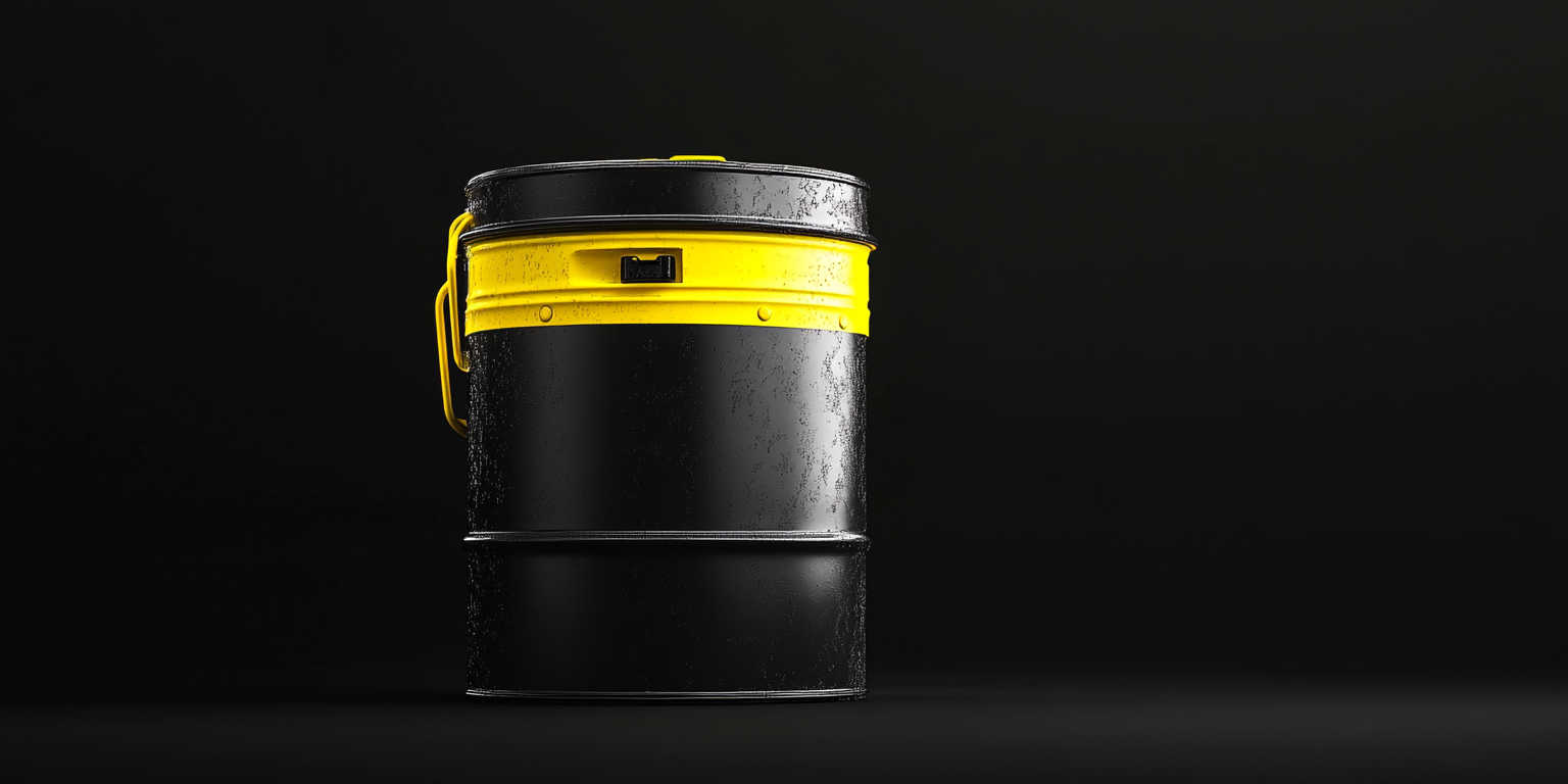 Shiny yellow lock on bucket in the dark