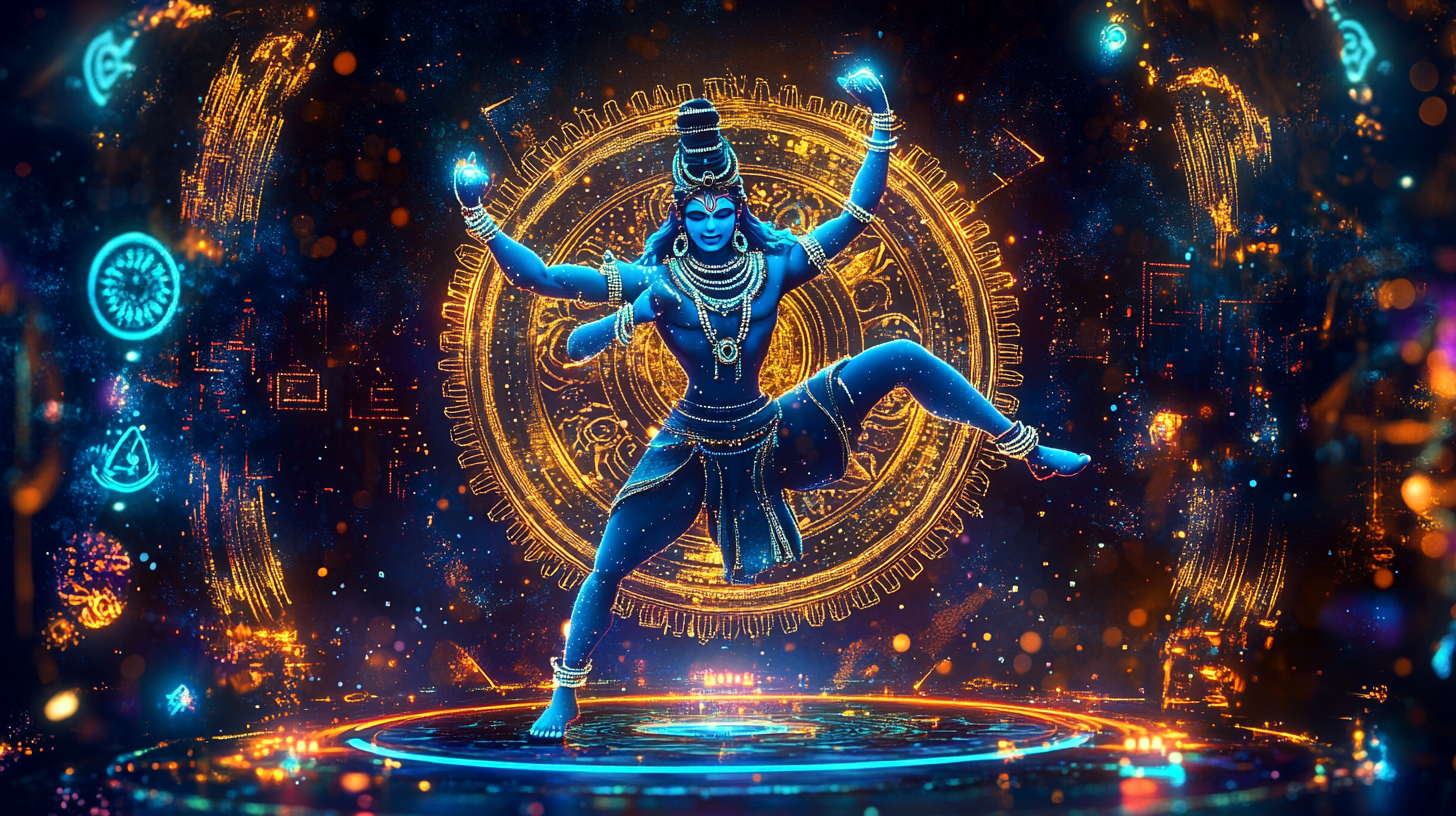 Shiva Nataraja dances in cosmic digitalized universe