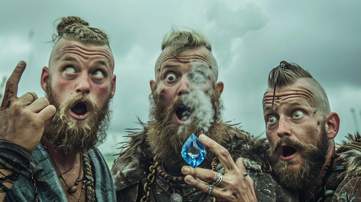 Shocked Viking Trio with Blue Sapphire Stone