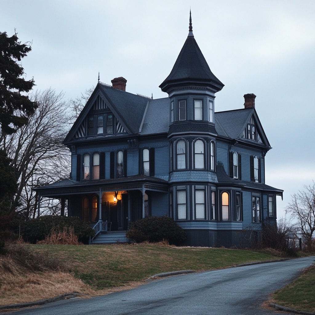 Shorecliff Manor Victorian House Tower Twilight 