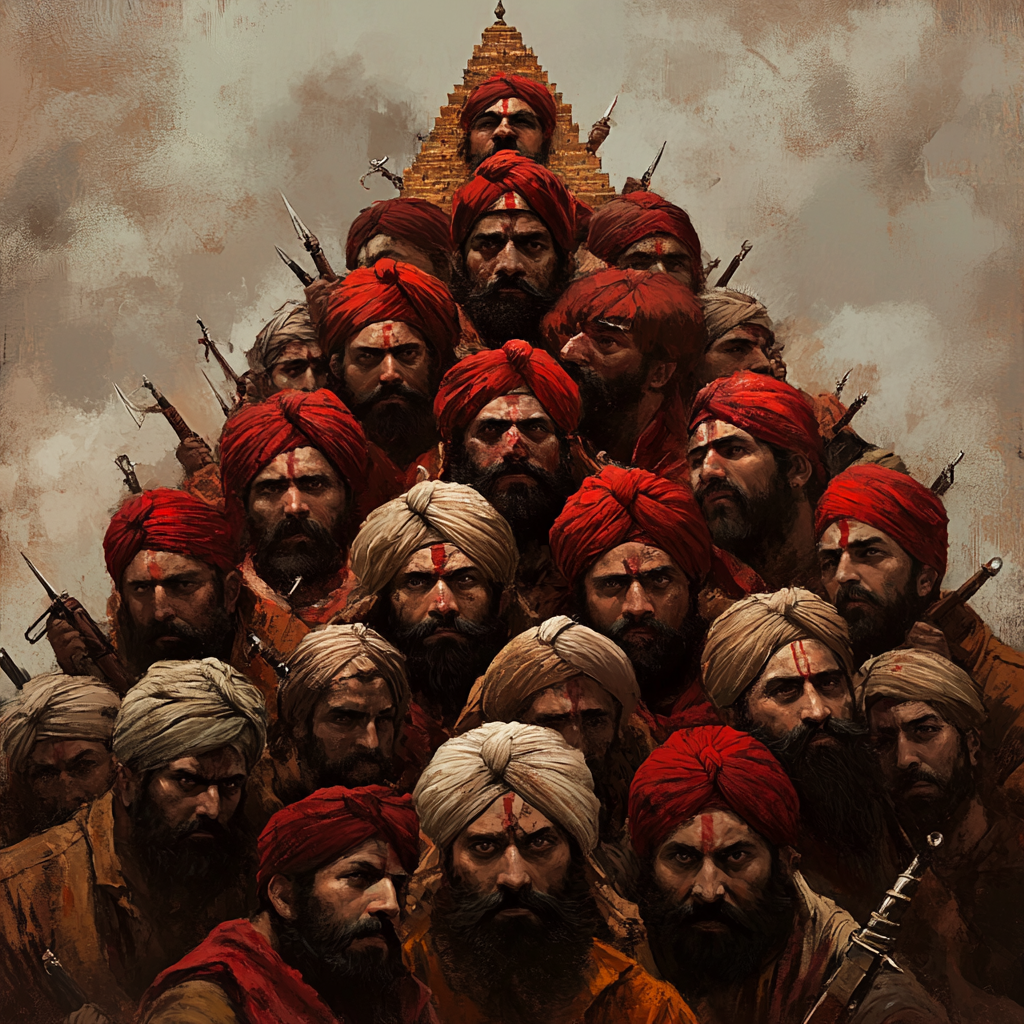 Sikh warriors' heads form pyramid after battle