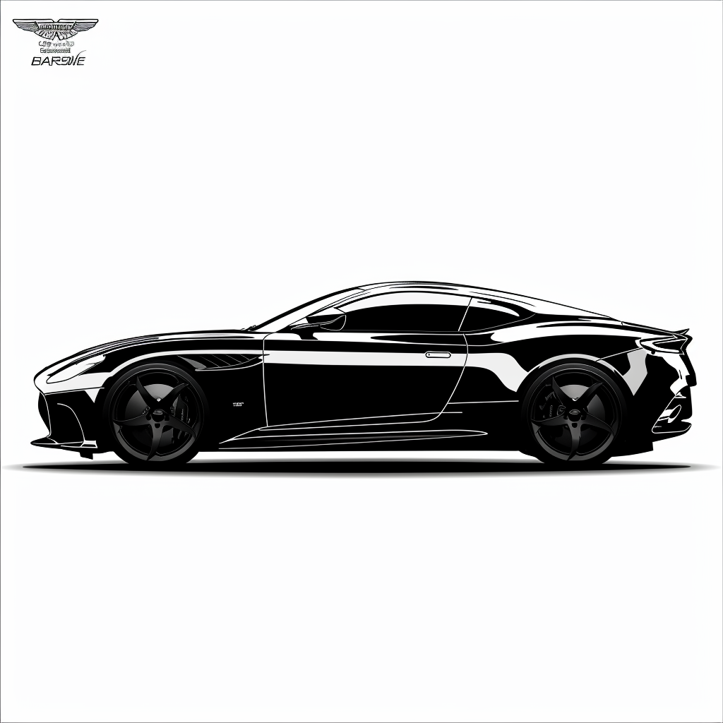 Silhouette logo of Aston Martin car on white