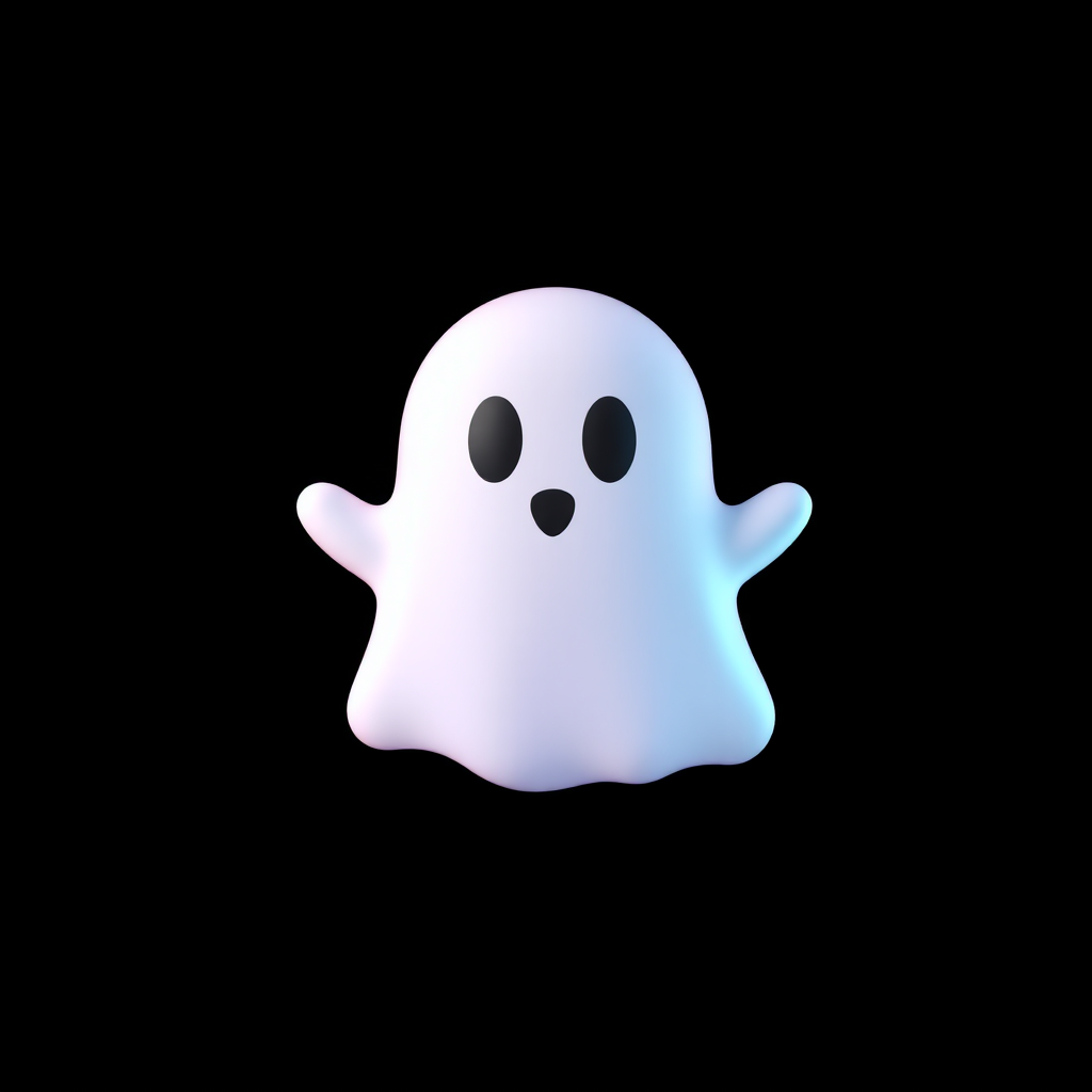 Simple Cartoon Ghost Emoji Icon 3D Render