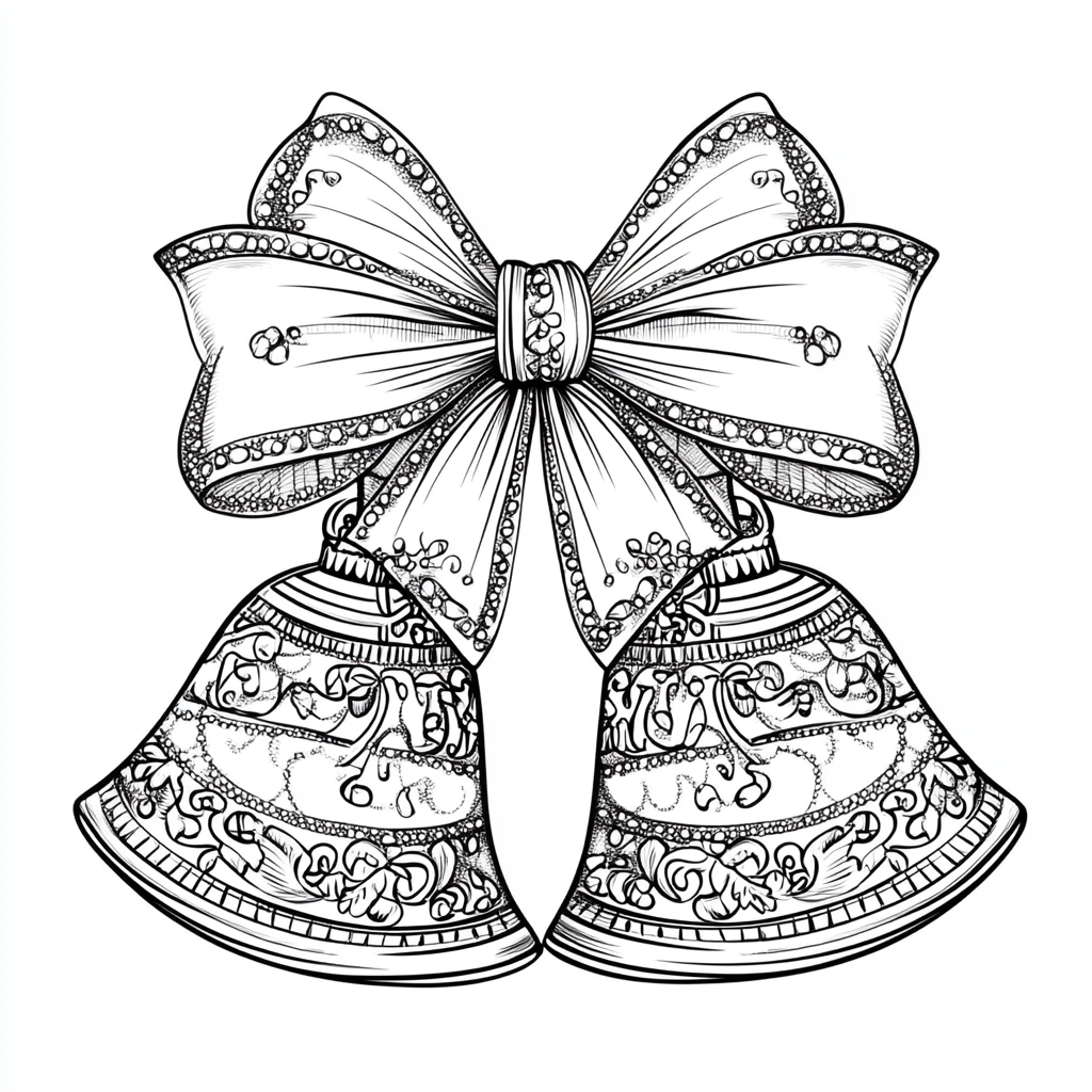 Simple Christmas bells coloring page for beginners