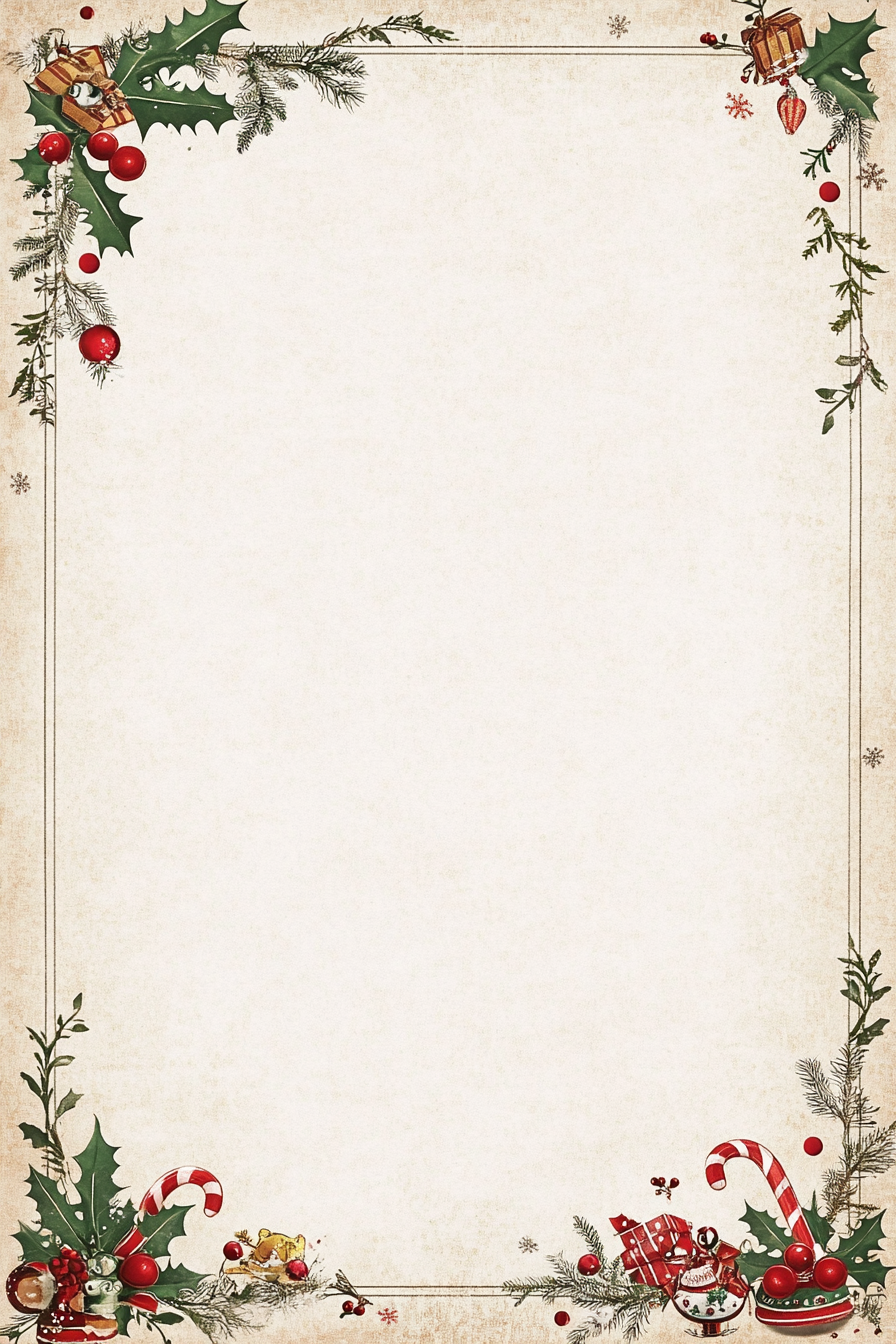 Simple Christmas-themed border on plain letterhead template.