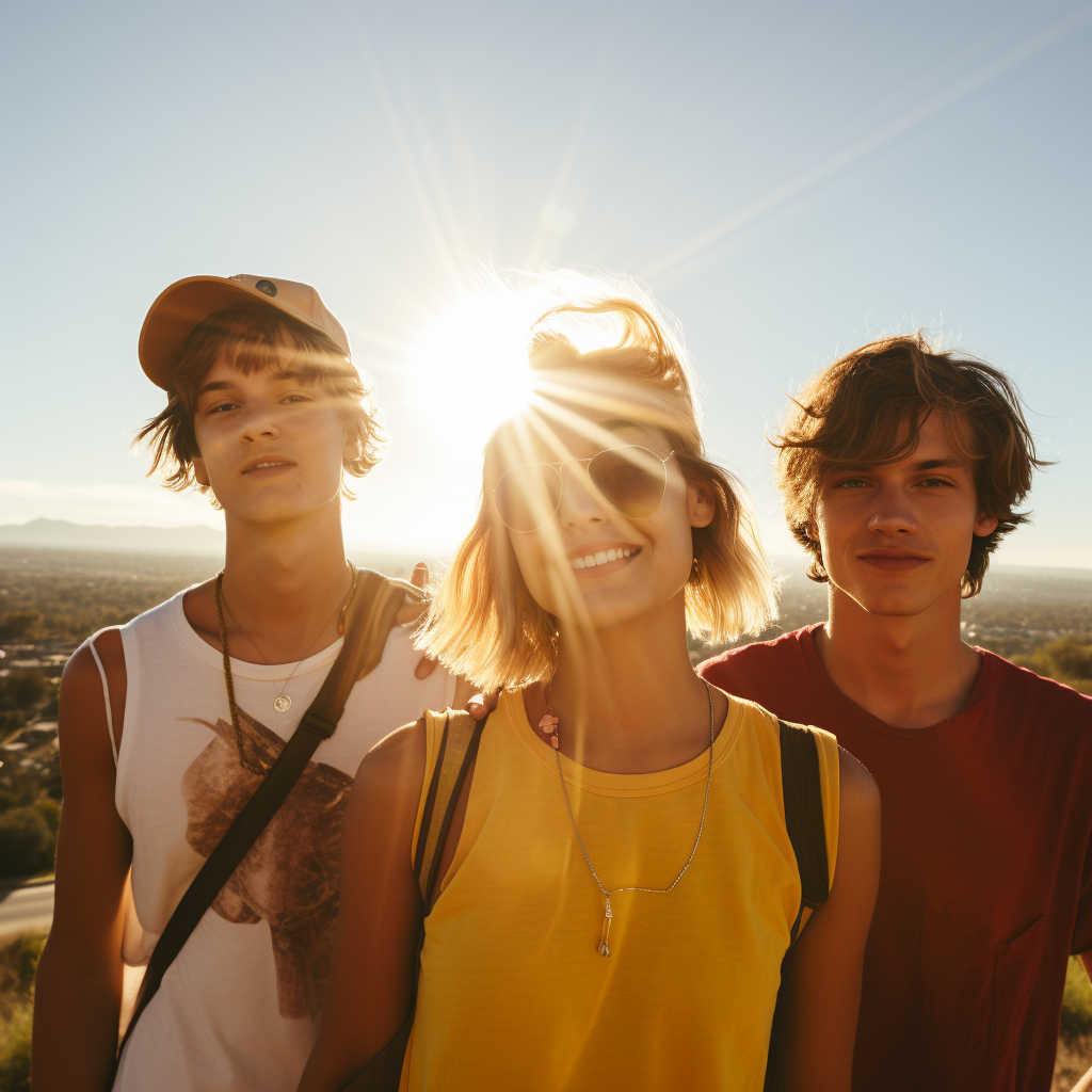 Teenagers hiking in Los Angeles