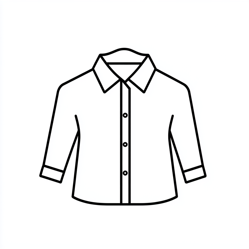 Simple black line icon of women's blouse design.