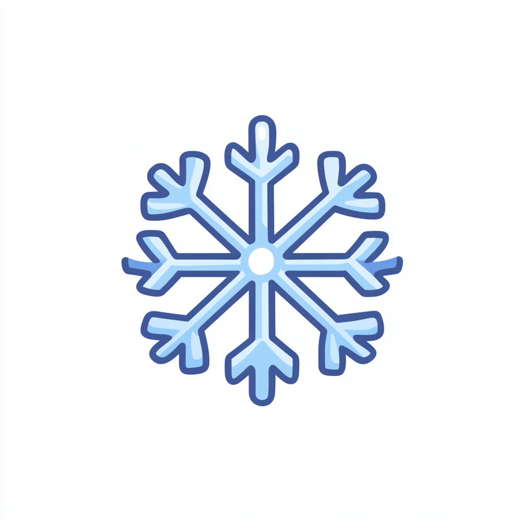 Simple blue snowflake illustration in minimalistic cartoon style.