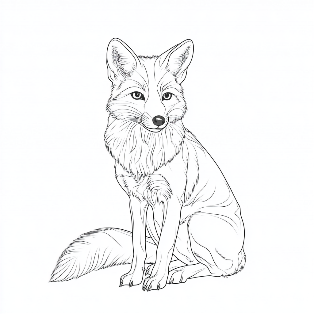 Simple coloring page: Fox sitting quietly